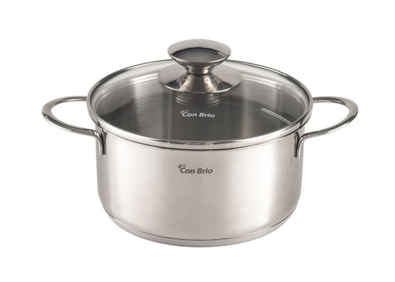 Каструля Con Brio CB-1106, 0. 9 л, 14 см, з нержавіючої сталі з кришкою, для всіх типів плит