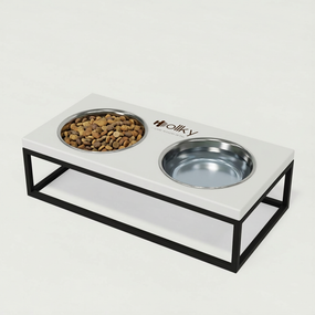 Миски на подставке для средних собак и больших котов Hollky Base M (2 × 0,95 л) BM-422110-BLWH