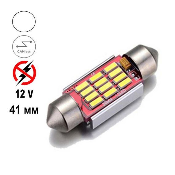 Автолампа Terra Festoon, цоколь SV8.5-8, 4014х12smd, 41мм, CanBus, белый, 12V | Зображення 1