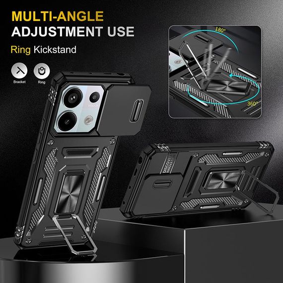 Ударостійкий чохол Camshield Army Ring для Xiaomi Redmi Note 13 Pro 4G / 14s / Poco M6 Pro 4G Чорний / Black | Зображення 2