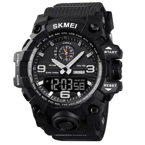 Хорошие мужские часы фирма SKMEI 1586BK BLACK, Часы армейские оригинал Электронные спортивные KV-10 | Зображення 1
