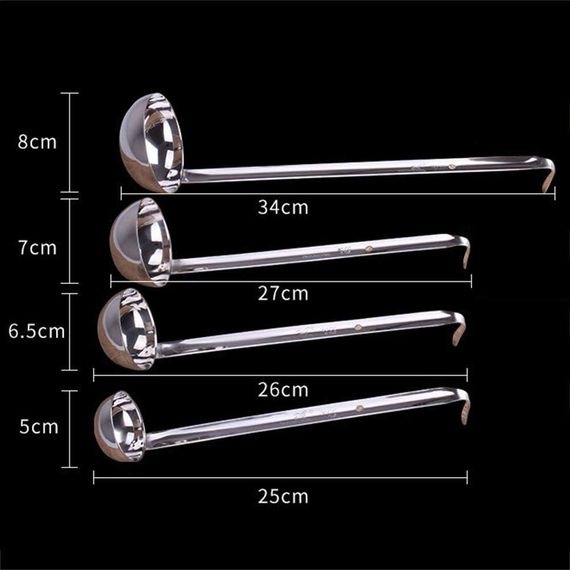 Ополоник для супу з неіржавкої сталі, 4 шт., ложка для соусу на 1/2/3/4 унції, металевий ополоник | Зображення 5