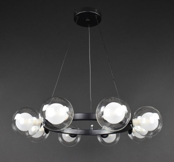 Люстра підвісна на 8 лампочок 27914 Чорний 25-130х54х54 см. | Зображення 4