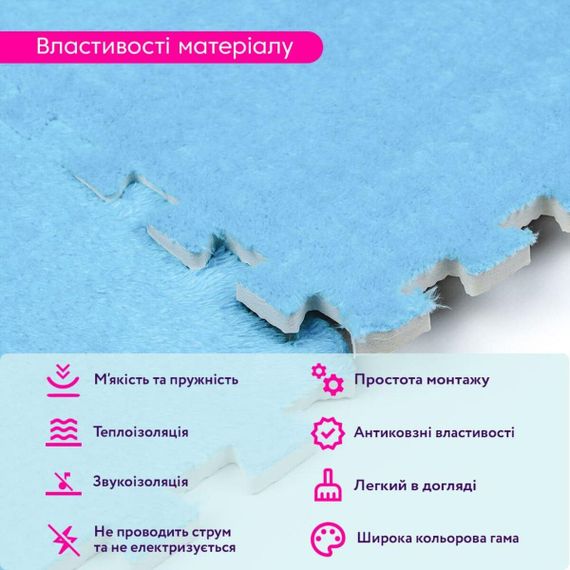 Пол-пазл плюшевый 30х30х1см Голубой (D) SW-00002090 | Зображення 3