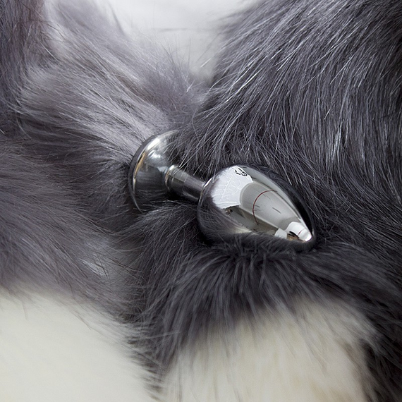 Металева анальна пробка із чорним хутряним хвостиком (розмір S) | Зображення 8