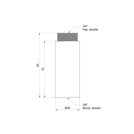 Подовжувач Thermo Alliance Standart 70х3/4" хром SD1302070 | Зображення 1