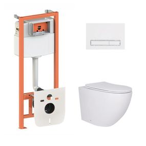 Готовое решение Qtap для ванной комнаты: подвесной унитаз Robin Ultra Quiet 520x365x365 + комплект инсталляции Nest 4 в 1