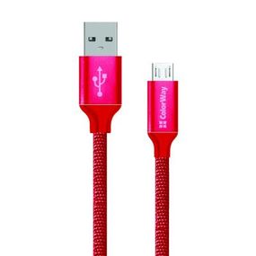 Дата кабель ColorWay Кабель Colorway USB - МicroUSB 2.1А 1м червоний (CW-CBUM002-RD) (CW-CBUM002-RD)