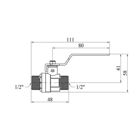 Кран кульовий STA 1/2" ЗЗ PN30 ручка, нікельований | Зображення 1