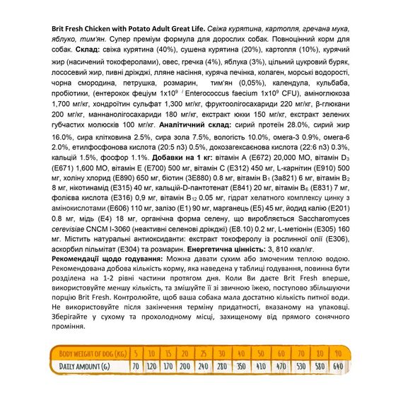 Корм сухий Brit Fresh Chicken/Potato Adult для дорослих собак всіх порід з куркою та картоплею 12 кг | Зображення 3