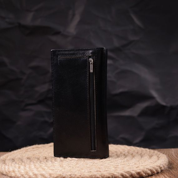 Надежный мужской бумажник из натуральной гладкой кожи в два сложения ST Leather 19414 Черный | Зображення 6