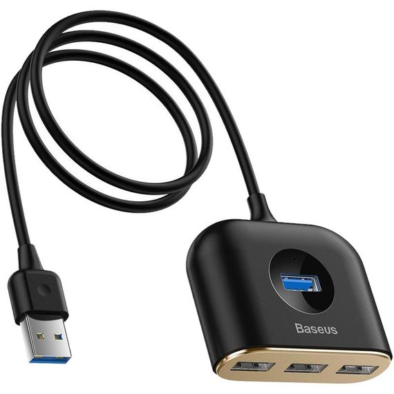 Переходник HUB Baseus Square round 4-in-1 UBS3.0 1m (CAHUB-AY) Black