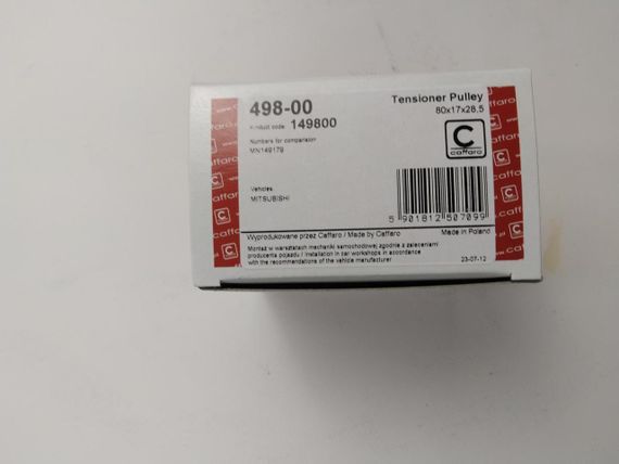 Ролик ремня генератора натяжной MITSUBISHI, CAFFARO (498-00) (MN149179) | Зображення 2