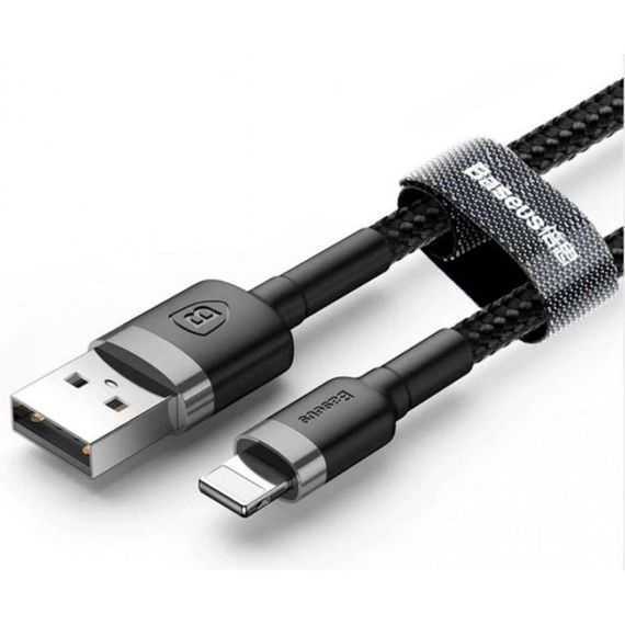 Дата кабель Baseus Cafule Lightning Cable 2.4A (1m) (CALKLF-B) Серый / Черный | Зображення 1