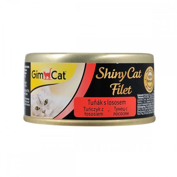 Корм GimCat Shiny Cat Filet влажный с тунцом и лососем для котов 70 гр