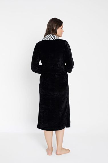 Женский велюровый халат Nusa 0499 длинный, черный 3XL | Зображення 3