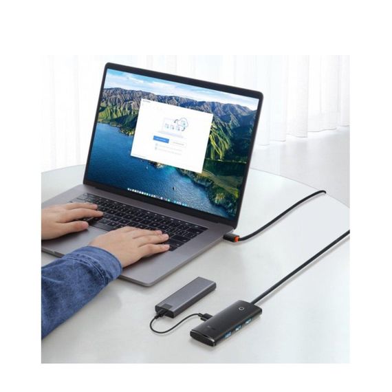 USB-Hub Baseus Lite Series 4-Port USB-A HUB Adapter (USB-A to USB 3.0*4 ) 1m Black | Зображення 3