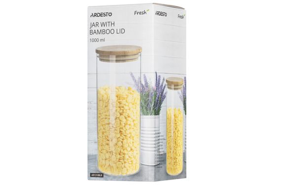 Банка для хранения Ardesto Fresh, круглая, 1000 мл, стекло, бамбук (AR1310BLR) | Зображення 1