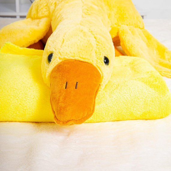 Плюшева іграшка-подушка з пледом усередині Гусак-обіймусь Жовтого кольору 90 см | Зображення 6