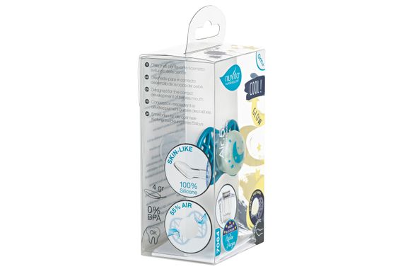 Пустышка ортодонтическая Nuvita NV7064 Air55 Cool 0m+&quot;месяц&quot; светящаяся в темноте бирюзовая (NV7064GE) | Зображення 3