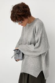 В'язана кофта оверсайз із розрізами - сірий цвет, ONE SIZE (є розміри)