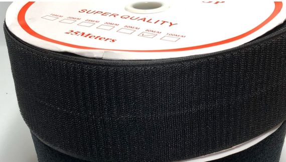 Липучка 25м * 100мм (мягкая часть) / черный | Зображення 1