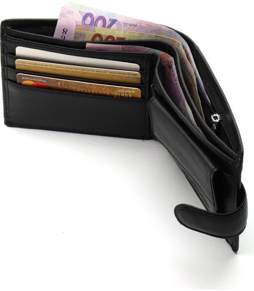 Шкіряне чоловіче портмоне на кнопці ST Leather ST-104-1 чорний | Зображення 3