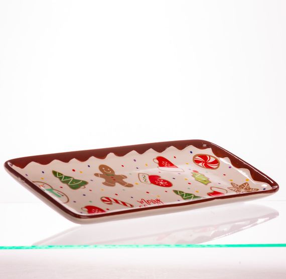 Блюдо сервірувальне новорічне для закусок Merry Christmas 34×14×2 (см) блюдо прямокутне різдвяне з порцеляни CR-1-38 | Зображення 1