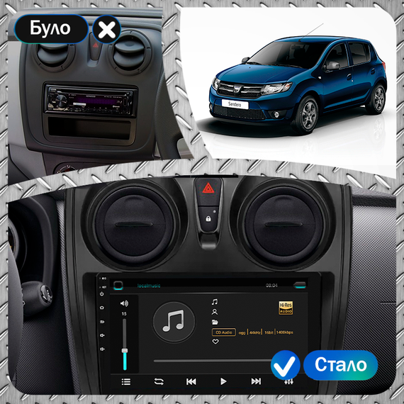 Штатная магнитола 9" Lesko для Dacia Sandero II 2012-2016 Top 2/32 4G WiFi GPS Дачия | Зображення 2