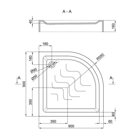 Душовий піддон Lidz Kupala ST90x90x16 | Зображення 1