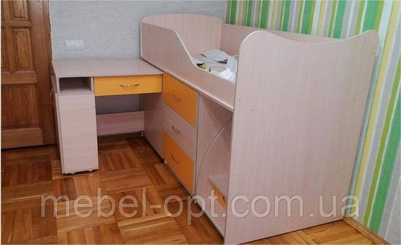 Ліжко-кімната Bed Room-5 колір Білий/Графіт, висувні сходи-комод, висувний стіл, вибір кольору фасадів | Зображення 6