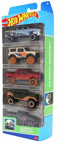 Hot Wheels: HW Remote Adventures. Хот Вілс: Далекі пригоди. Набір із 5-ти машинок позашляховиків. Chevrolet Silverado, Ford Bronco | Зображення 2
