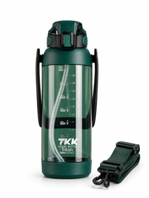 Пляшка TKK 1400 мл — Зелена Tritan BPA-free, ударостійка, спортивна з подвійною системою перенесення