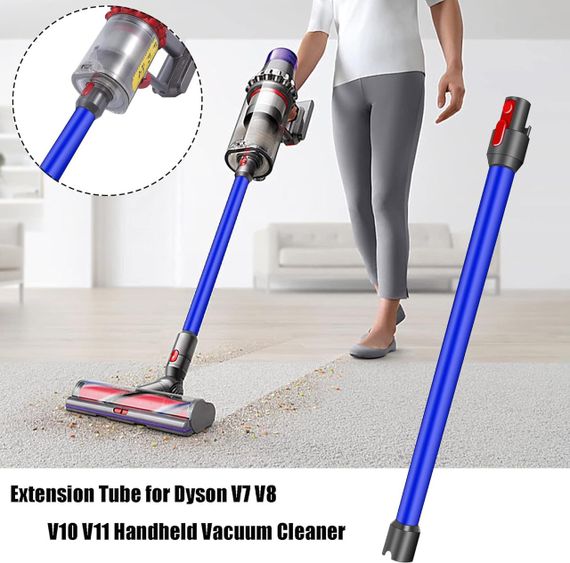 Телескопічна подовжувальна трубка для Dyson V7 V8 V10 V11 V15, алюмінієва 73 см, швидкоз'ємне з'єднання, з контактами, синя | Зображення 4