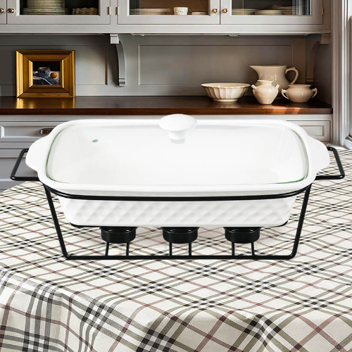 Марміт прямокутний 1,1л 30см кераміка скляна кришка + метал.підставка MR-11259-73 Maestro | Зображення 1