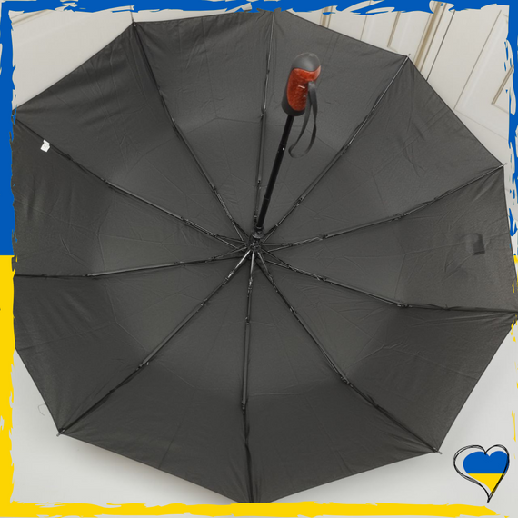 Парасолька чоловіча. Антивітер. Парасолька напівавтомат чорна | Зображення 2