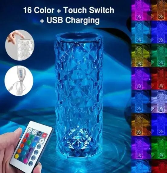 УЦЕНКА! Настольная аккумуляторная лампа с пультом 22см ночник Роза RGB Crystal Rose.(Плохая упаковка, трещина на корпусе 3274) | Зображення 4