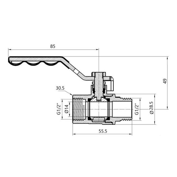 Кран кульовий Thermo Alliance Base 1/2" ВН для газу (важіль) SD605G15 | Зображення 1