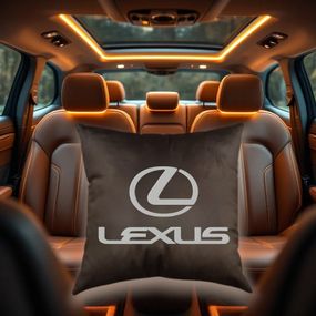 Авто Подушка з вишивкою логотипу марки лексус Lexus коричневий автомобілісту 02224