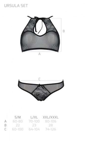 Комплект бра, трусики з вирізом Passion URSULA SET Білий S/M | Зображення 4