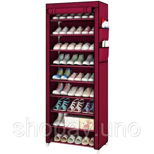 Шафа тканинна з полицями для одягу та взуття (58x30x158 см) Red | Зображення 1