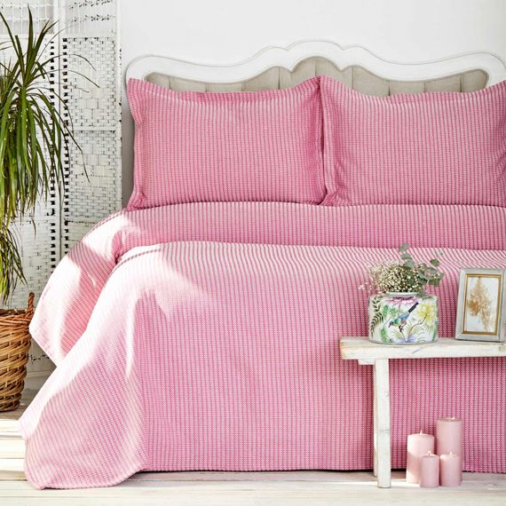 Покривало Karaca Home 10532 Туреччина Євро  Бавовна + поліестер Фуксія