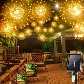 Светодиодные шаровые лампы Solar Starburst, светодиодные  огни с дистанционным управлением, 8 режимами Теплый белый