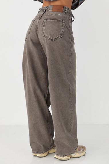 Жіночі шоколадні джинси із зав'язками на поясі - коричневий цвет, 34р (є розміри) | Зображення 1