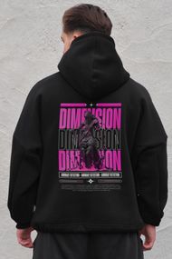 Оверсайз худі толстовка на флісі з капюшоном та принтом  Without Dimension Black