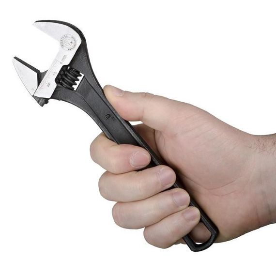 Ключ розвідний 200 мм, Cr-V, чорний, фосфатований, з полірованою головкою INTERTOOL XT-00581