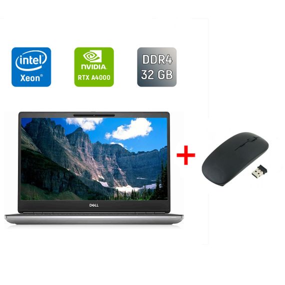 Мобильная рабочая станция Б-класс Dell Precision 7560 / 15.6" (3840x2160) IPS / Intel Xeon W-11855M (6 (12) ядер по 3.2 - 4.9 GHz) / 32 GB DDR4 / 256 GB SSD / nVidia RTX A4000, 8 GB GDDR6, 256-bit / WebCam / Windows 11 б/у + Подарок Беспроводная мышь