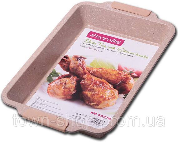 Форма для выпечки Kamille Marble 46х30х6см с силиконовыми ручками KM-6027A | Зображення 1