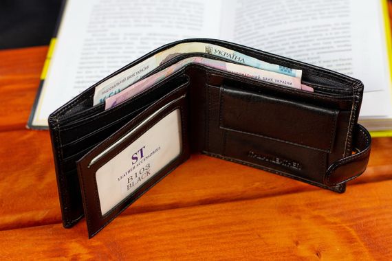 Стильне шкіряне портмоне ST Leather В 103 Чорний | Зображення 8