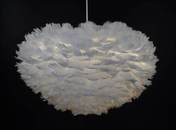 Люстра підвісна з пір'ям на 3 лампочки 26705 Білий 40-120х60х60 см. | Зображення 2